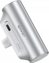 Akupank Usams PB79 Mini Tail Plug 3000 mAh, USB-C, hõbedane