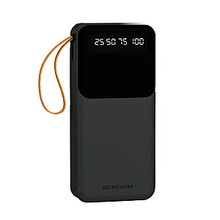 Akupank Sendem P402, 20000 mAh, 2.4A, integreeritud USB-C, Lightning, Micro USB kaabel, must