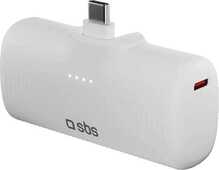 Akupank SBS EcoPower 5000 mAh, 10 W, integreeritud USB-C pordiga, valge