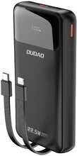 Akupank Dudao K15Pro 20000 mAh, 22.5 W, PD, USB-C, USB-A, integreeritud Lightning ja USB-C kaablitega, must