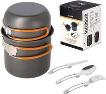 Matkanõude komplekt Nils Camp Canteen Set, 0.8 L, oranž/hall, 5 tk