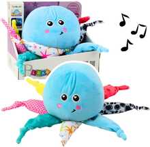 Pehme kaheksajalg Lean Toys, sinine, projektori ja meloodiatega