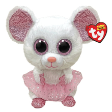 Pehme mänguasi TY Beanie Boos Nina Ballerina Mouse, valge, 15 cm