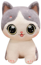 Pehme kassipoeg Lean Toys, valge/helehall, 21 cm