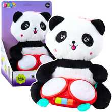 Pehme mänguasi Lean Toys panda trummidega, tuled, helid