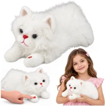 Interaktiivne plüüskass Lean Toys, valge, 40 cm