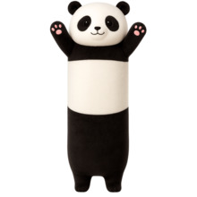 Panda plüüšmänguasi Lean Toys, piklik rullpadi, 70 cm, must ja valge