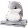 Pehme mänguasi Lean Toys hamster pleedi ja kätesoojendajaga, hall, 35 cm