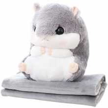 Pehme mänguasi Lean Toys hamster pleedi ja kätesoojendajaga, hall, 35 cm