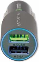 Autolaadija 4smarts Rapid, 2 x USB, 30 W, must/hall