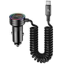 Autolaadija Usams CC167CC01, 60 W, USB/USB-C, kaabliga, must