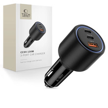 Autolaadija Tech Protect CC04, 3 porti, PD 130 W, must