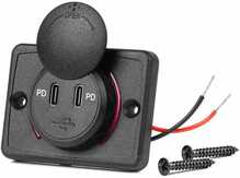 Autolaadija Amio AMIO-04232, 2 x USB-C, veekindel, 12-24 V