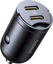 Autolaadija Baseus Tiny Star, 2 x USB-C, 30 W, must