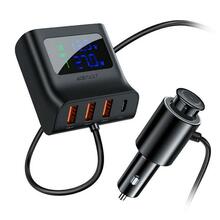 Autolaadija Acefast B8, 3 x USB + USB-C, 90 W, must