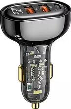 Autolaadija Usams CC159CC01, 2 x USB + 1 x USB-C, 80 W, must