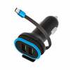 Autolaadija Forever CC-02, 2 x USB, 3 A, USB Type-C kaabliga, sinine/must