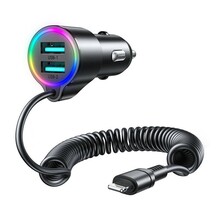 Autolaadija Joyroom JR-CL25, 2 x USB + Lightning, 17 W, must
