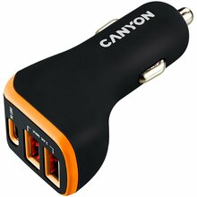 Autolaadija Canyon C-08, 3 x USB, 18 W, must/oranž