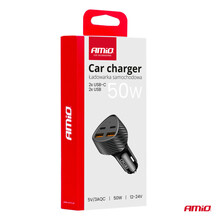 Autolaadija Amio AMIO-04284, 2 x USB-A + 2 x USB-C, 50 W