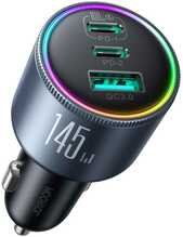 Autolaadija Joyroom JR-CCN07, 2 x USB-C, USB-A, 145 W, koos 100 W USB-C kaabliga, tumehall