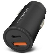 Autolaadija Esperanza EZ111K, USB-C + USB QC3.0, 20 W + 18 W, must