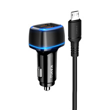 Autolaadija Kaku KSC-528 Shengyu, 2 x USB, 2.8 A, koos USB-Micro USB kaabliga, must