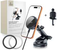 Autolaadija juhtmevaba Tech-Protect V9 ArcticBoost, MagSafe, 25 W, Qi 2.2, must