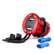 Autolaadija Amio mod-11, 2 x USB, 12/24 V, punane