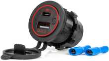 Autolaadija Amio AMIO-04221, USB/USB-C, QC 3.0, 12-24 V, veekindel