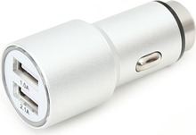 Autolaadija Omega OUCC2MS, 2 x USB, 2100 mA, metall, hõbe
