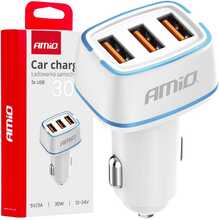 Autolaadija Amio AMiO-03889, 3 x USB-A, 30 W, 12-24 V