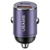 Autolaadija Usams C38, 30 W, PD, USB-C + USB, integreeritud rõngaga, lilla