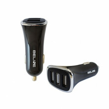 Autolaadija Beline, 3 x USB, 4 A, must