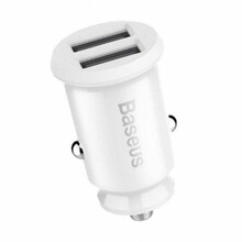 Autolaadija Baseus Grain CCALL-ML02, 2 x USB, 5 V, 3.1 A, valge