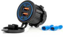 Autolaadija Amio AMIO-04218, 2 x USB, QC 3.0, veekindel, 12-24 V