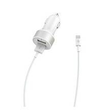 Autolaadija Devia Smart Series, 2 x USB, 2.4 A, koos Lightning kaabliga, valge