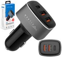 Autolaadija Montis MT125, 2 x USB Type A + USB Type C, 56 W