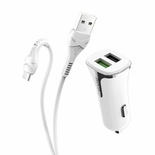 Autolaadija HOCO Z31, 2 x USB, QC 3.0, 3.4 A, valge