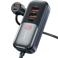 Autolaadija Usams C40, 3 x USB + 2 x USB-C, 165 W, must