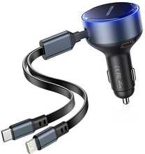 Autolaadija Vention FFOB0, USB-C, 30 W, USB-C/Lightning kaabel