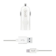 Autolaadija Budi, 1 x USB, LED indikaator, lightning kaabel