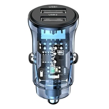 Autolaadija USAMS C31, 2 x USB-A, 3 A, kiirlaadimine, sinine