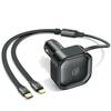Autolaadija Usams C41, 30 W, kaabliga USB-C + Lightning, must
