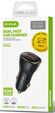 Autolaadija D-Fruit DF103, USB-A/USB-C, 60 W