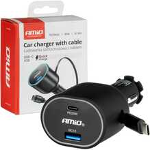 Autolaadija Amio AMIO-04176, USB-A/USB-C, PD/QC 3.0, 50-85 W