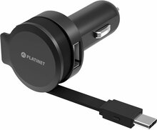 Autolaadija Platinet 1 x USB, 2.4 A, USB-C, 44652, must
