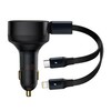 Autolaadija Baseus Enjoyment CGTX000001, USB-C + Lightning, 3 A, 30 W, must