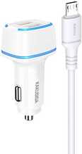 Autolaadija Kaku KSC-528 Shengyu, 2 x USB, 2.8 A, koos USB-Micro USB kaabliga, valge