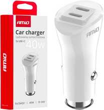 Autolaadija Amio AMiO-03884, 2 x USB-C, 40 W, 12-24 V